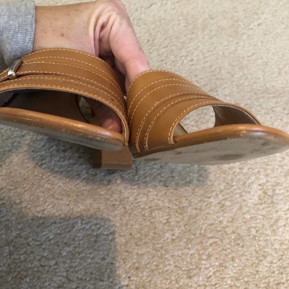 Talbots Slide Size 6.5 Block Heel 3” Brown Leather Career Neutral - Picture 5 of 8